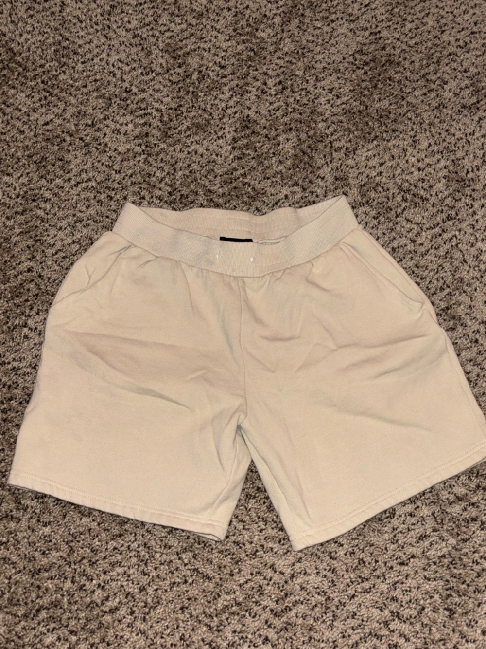 Fashion Nova Men’s Cream Knit Elastic Waist Shorts